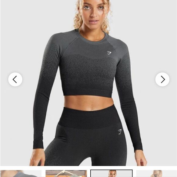 Gymshark Tops - ADAPT OMBRE SEAMLESS LONG SLEEVE CROP TOP S